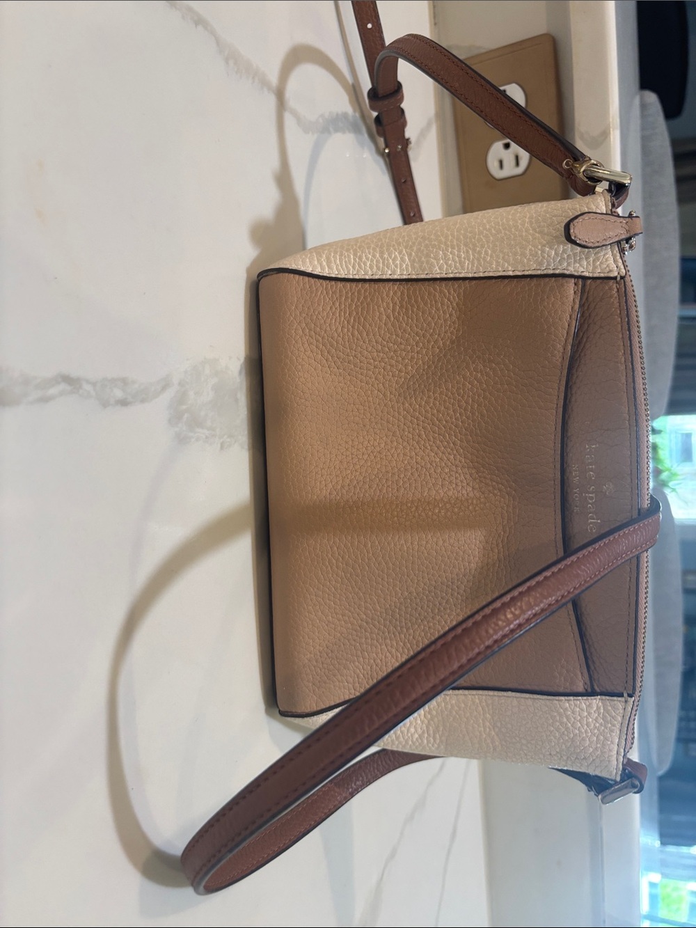 kate spade Tan and Cream Leather crossbody or shoulder bag
